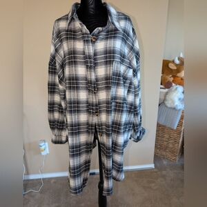 Plaid Button-Up Shirt Jacket